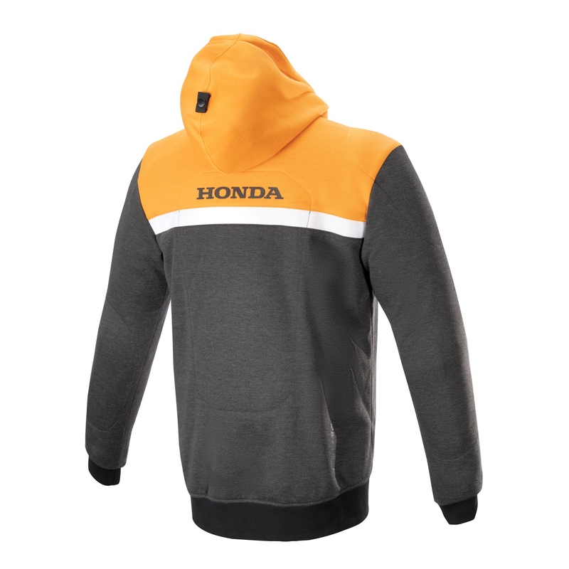 Bunda na motorku Alpinestars Chrome Street Hoodie Honda kolekce 2024 černo-šedo-oranžová