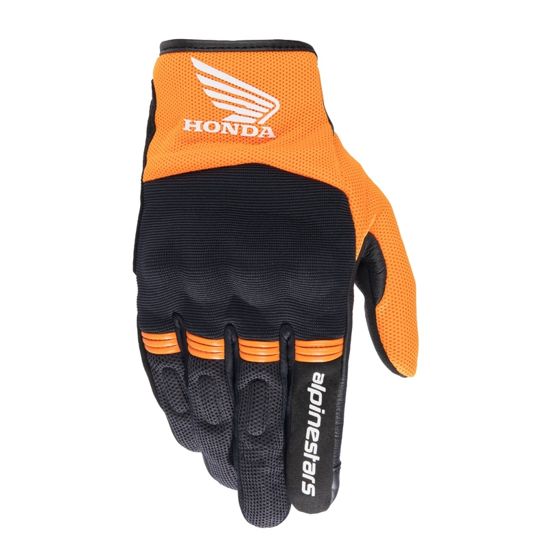 Rukavice na motorku Alpinestars Copper Honda kolekce 2024 černo-oranžové