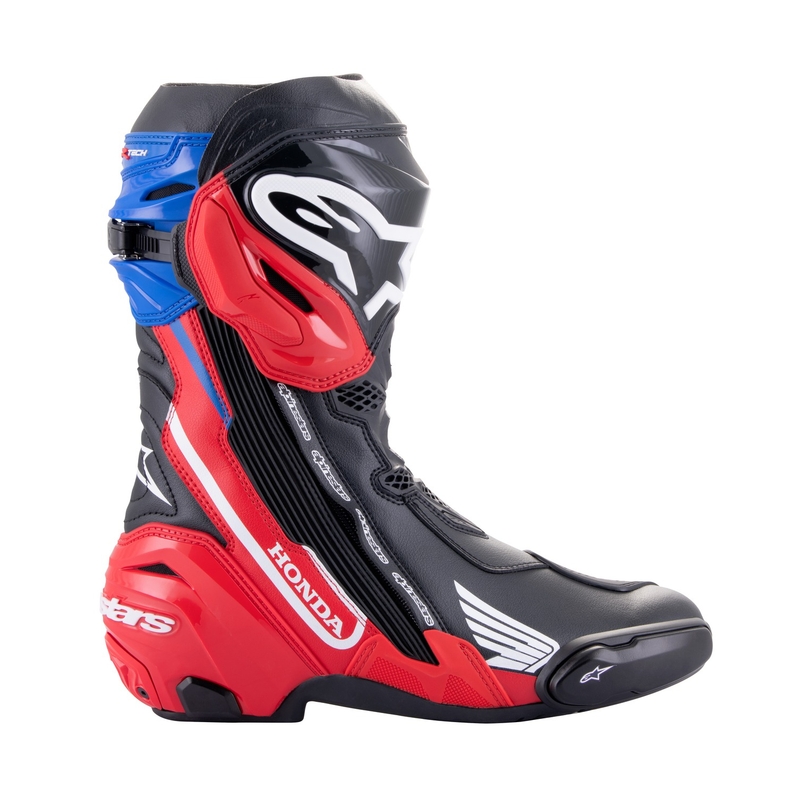 Boty na motorku Alpinestars Supertech R Honda černo-červeno fluo-modro-bílé