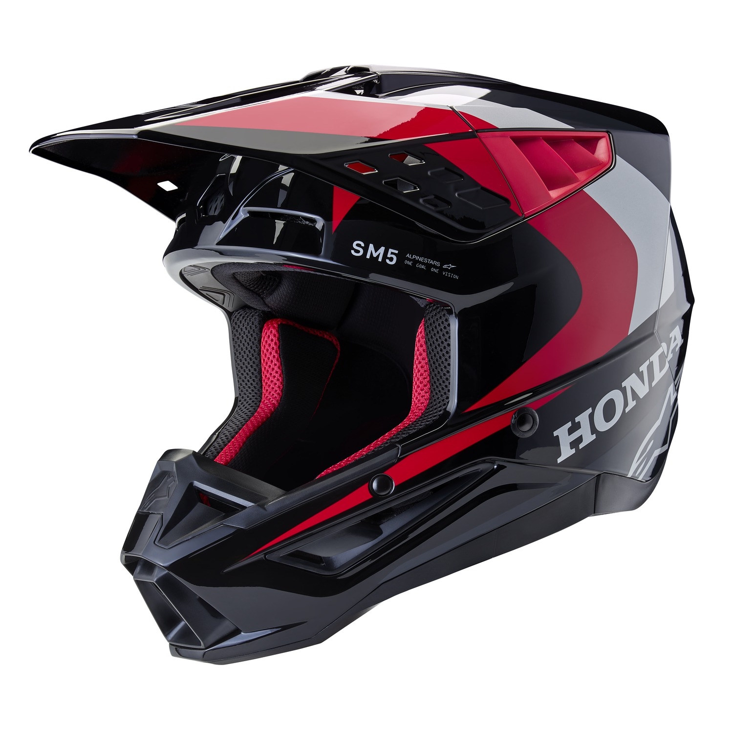 Motokrosová helma Alpinestars S-M5 Honda kolekce 2024 černo-červeno-šedá Velikost: XS
