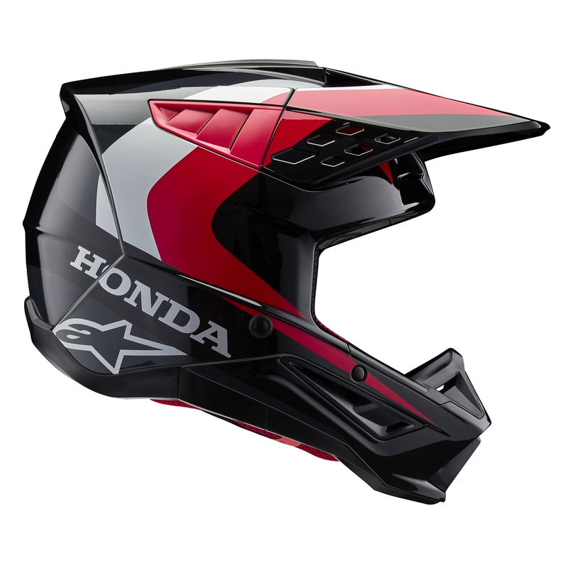 Motokrosová helma Alpinestars S-M5 Honda kolekce 2024 černo-červeno-šedá