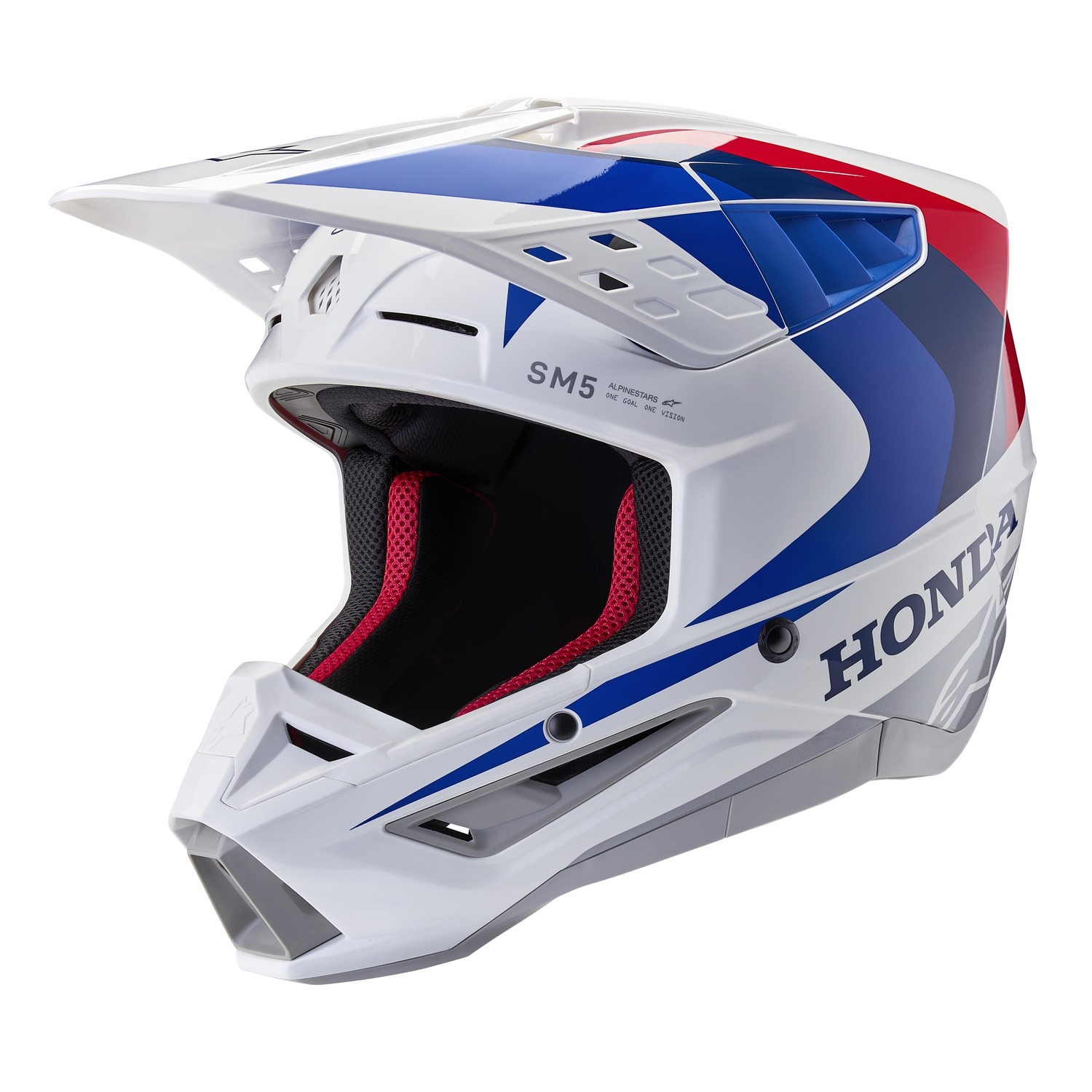 Motokrosová helma Alpinestars S-M5 Honda kolekce 2024 bílo-modro-červená Velikost: XS