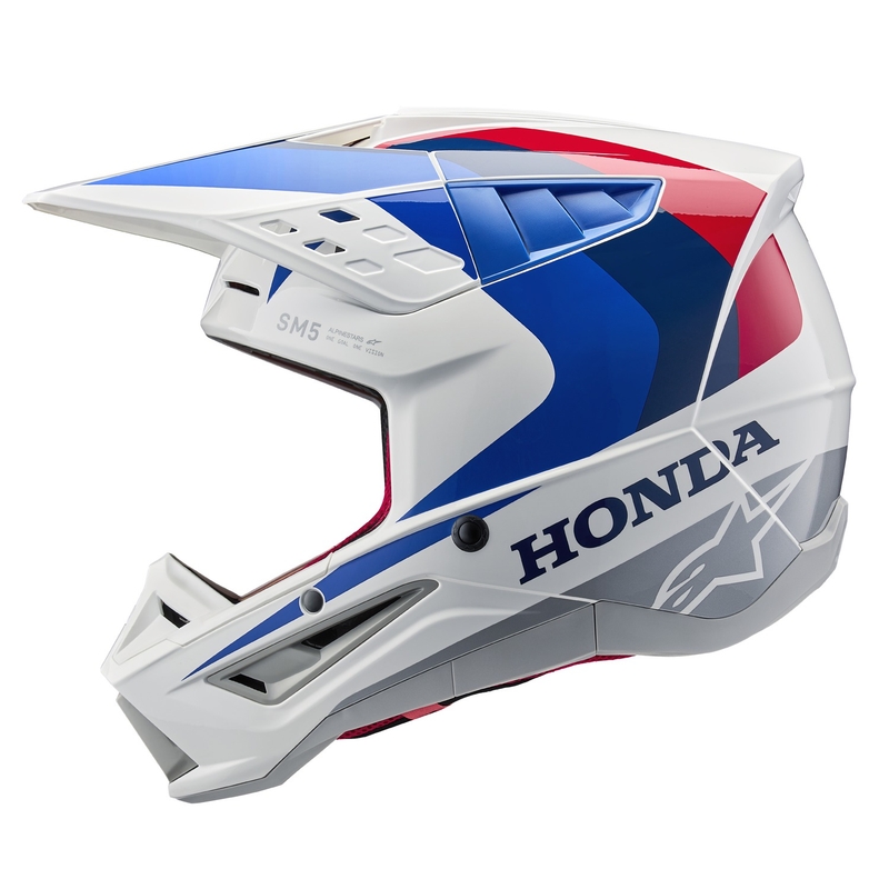 Motokrosová helma Alpinestars S-M5 Honda kolekce bílo-modro-červená