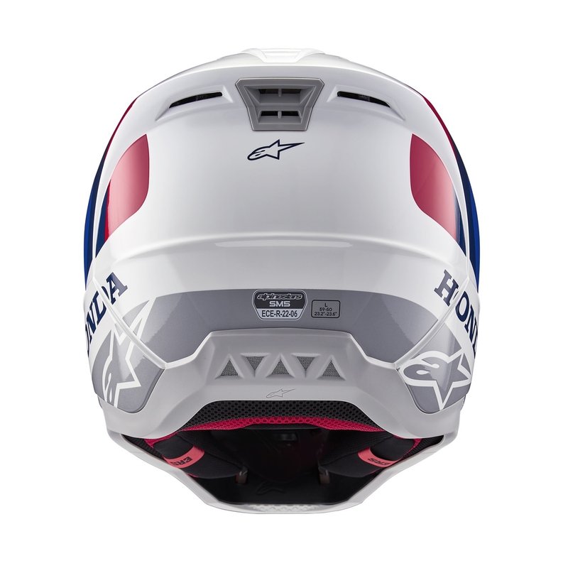 Motokrosová helma Alpinestars S-M5 Honda kolekce bílo-modro-červená