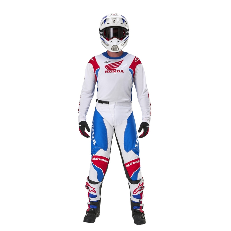 Motokrosové kalhoty Alpinestars Racer Iconic Honda kolekce bílo-modro-červeno-černé