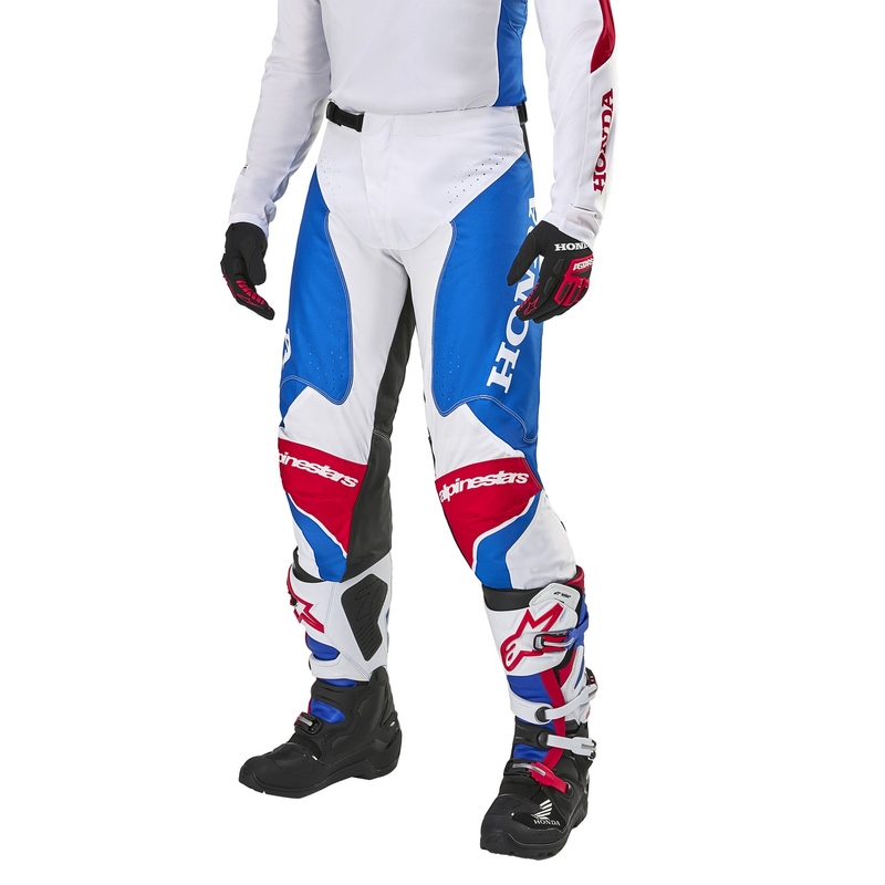 Motokrosové kalhoty Alpinestars Racer Iconic Honda kolekce bílo-modro-červeno-černé
