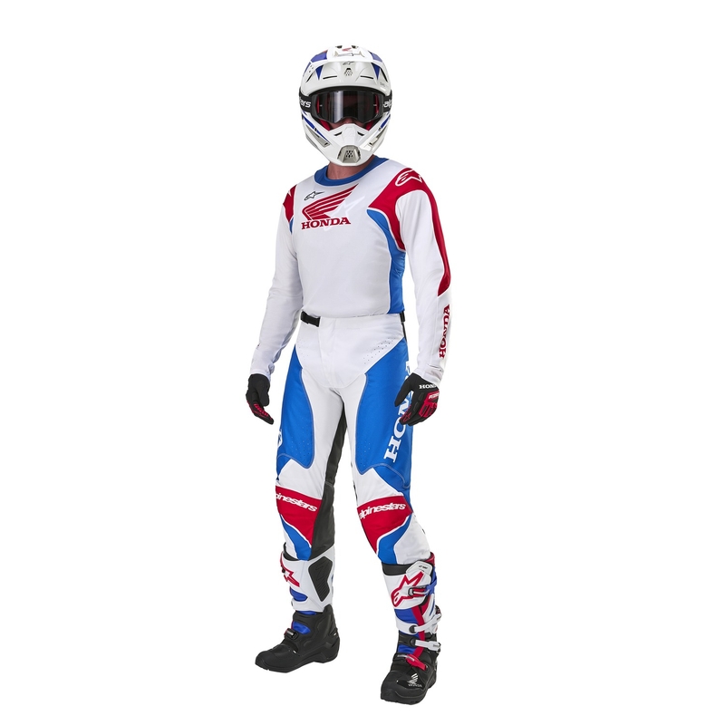 Motokrosové kalhoty Alpinestars Racer Iconic Honda kolekce bílo-modro-červeno-černé