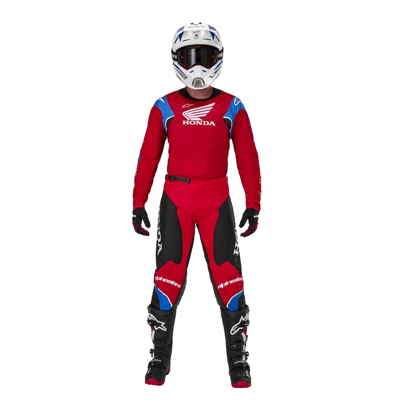 Motokrosové kalhoty Alpinestars Racer Iconic Honda kolekce červeno-černo-modro-bílé