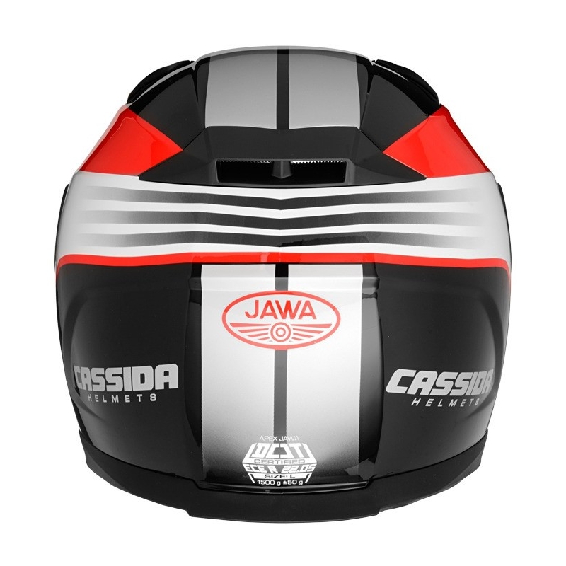 Přilba na motorku Cassida Apex Jawa - červeno-černo-šedá
