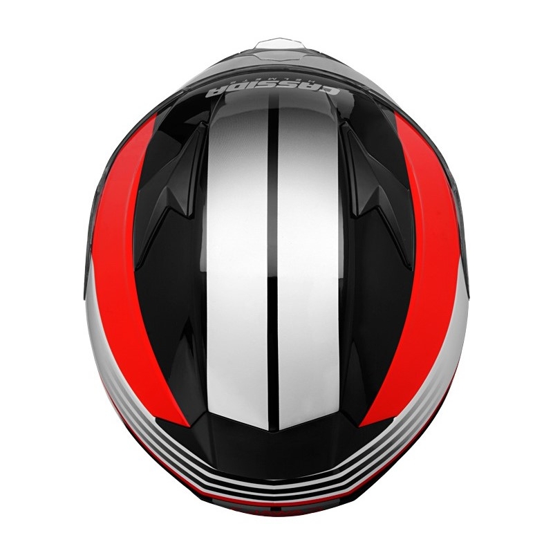 Přilba na motorku Cassida Apex Jawa - červeno-černo-šedá