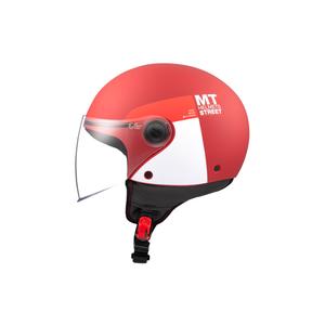 Otevřená helma na motorku MT STREET INBOARD C5 matná červeno-bílá