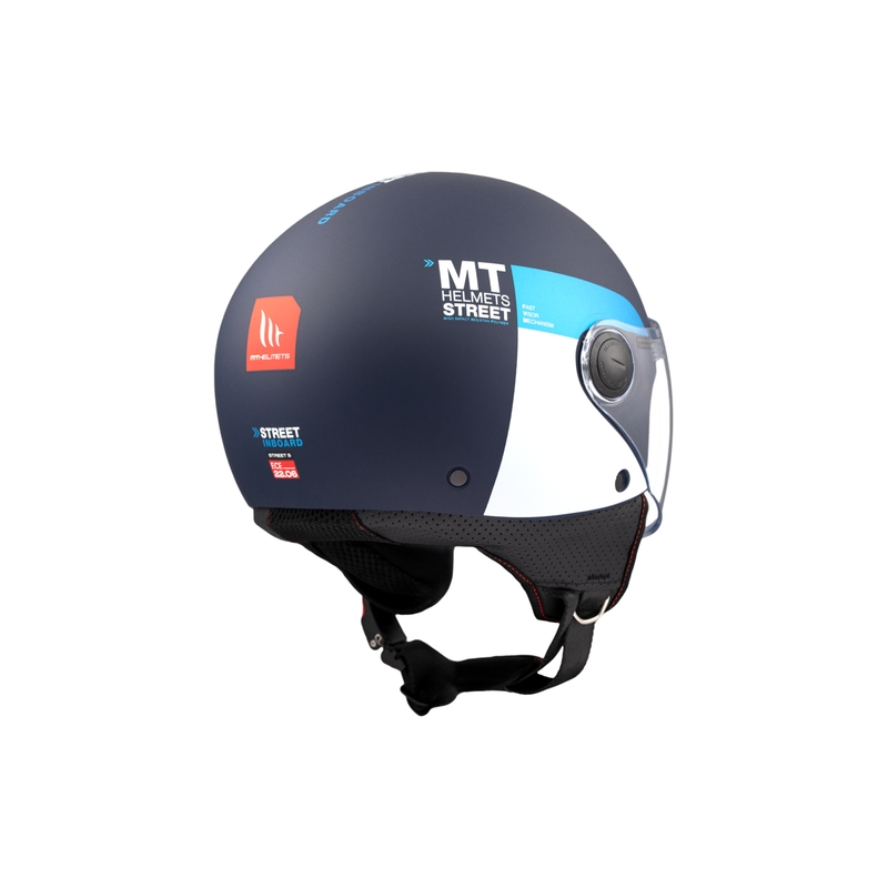 Otevřená helma na motorku MT STREET INBOARD C7 matná modro-bílá