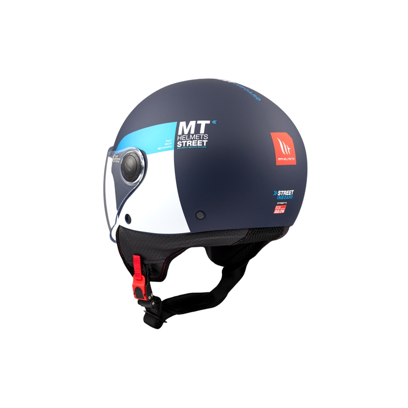 Otevřená helma na motorku MT STREET INBOARD C7 matná modro-bílá