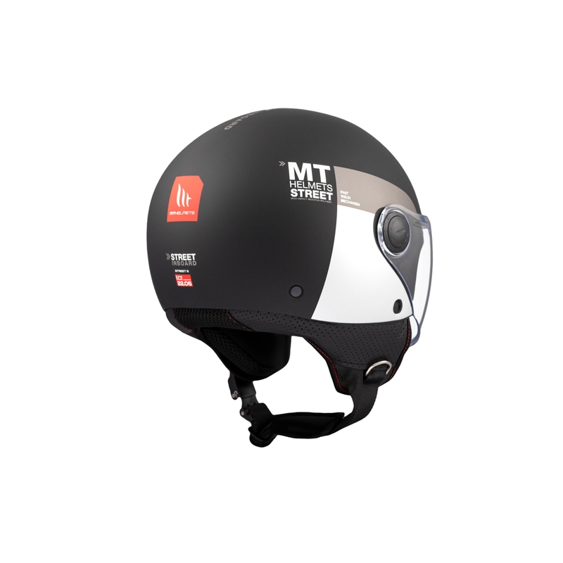 Otevřená helma na motorku MT STREET INBOARD D2 matná černo-stříbrná