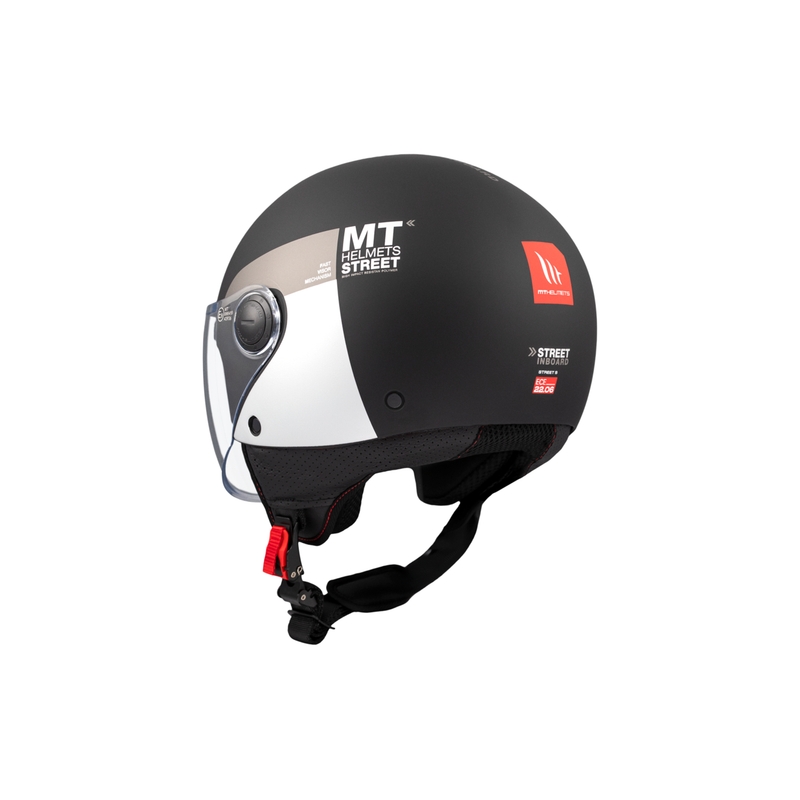 Otevřená helma na motorku MT STREET INBOARD D2 matná černo-stříbrná
