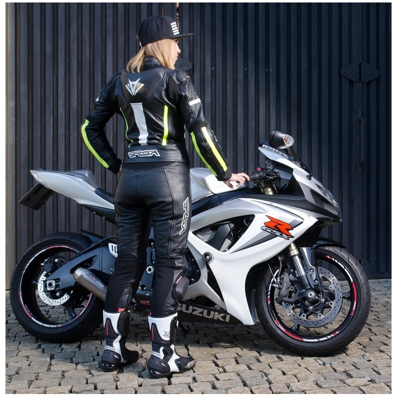 Dámská kombinéza na motorku RSA Virus černo-bílo-fluo žlutá výprodej