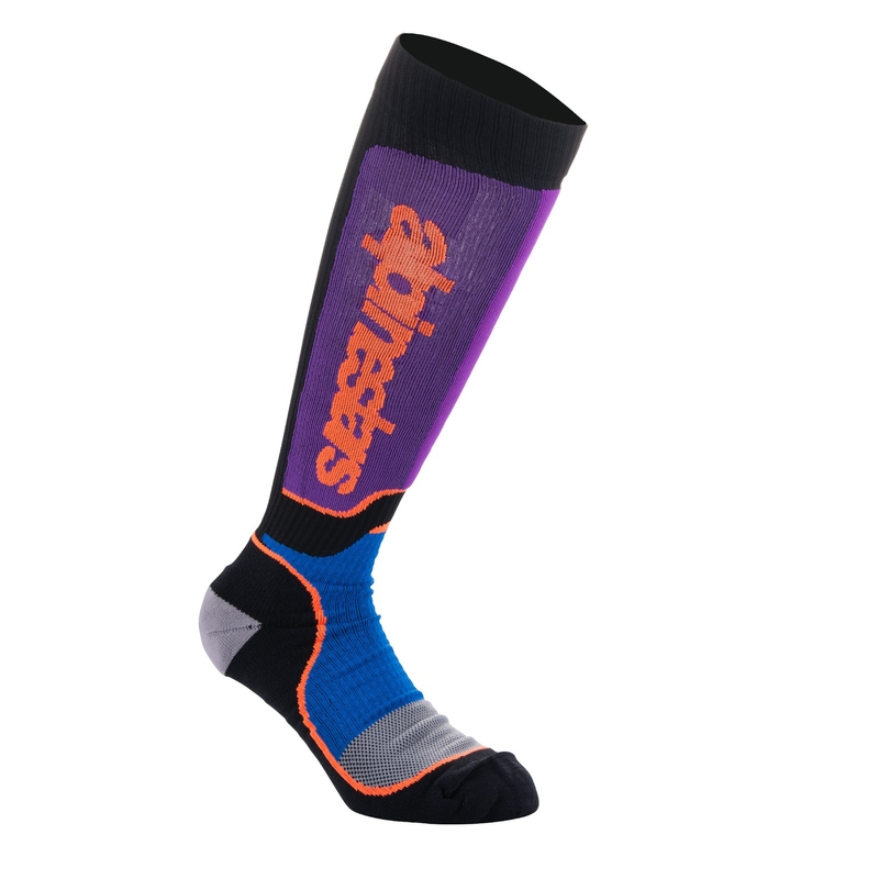 Ponožky Alpinestars MX Plus černo-oranžovo-fialovo-modro-šedé