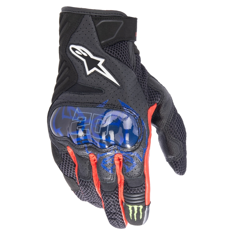Rukavice na motorku Alpinestars SMX-1 Air 2 Monster FQ20 černo-červeno-modro-bílo-zelená