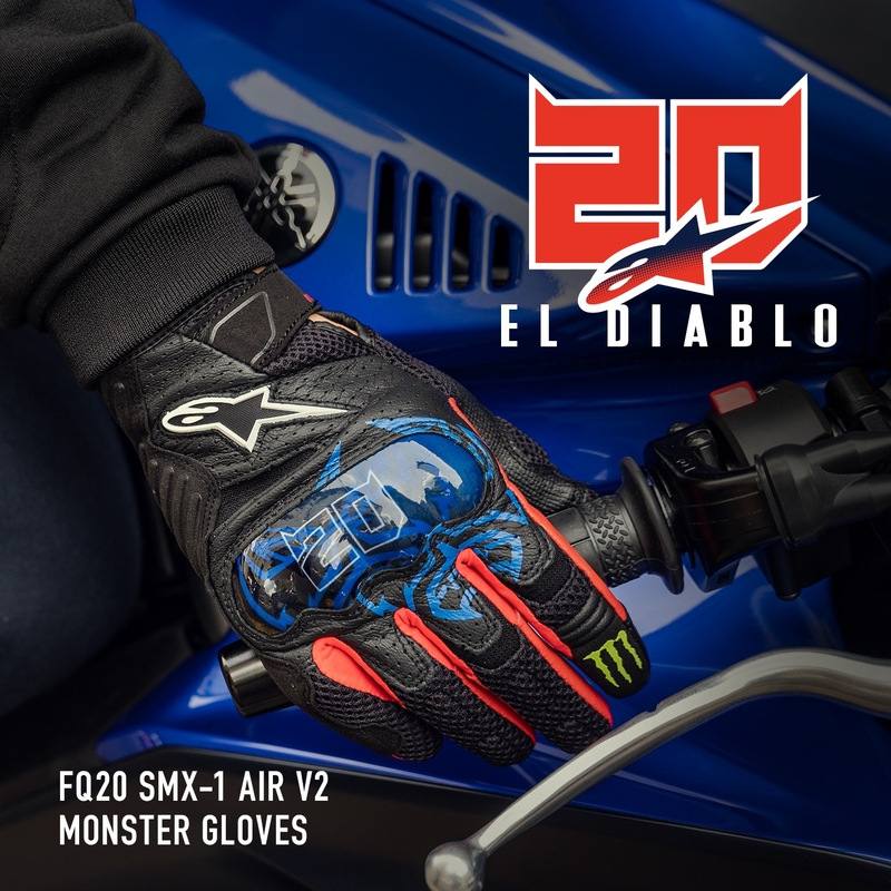 Rukavice na motorku Alpinestars SMX-1 Air 2 Monster FQ20 černo-červeno-modro-bílo-zelená