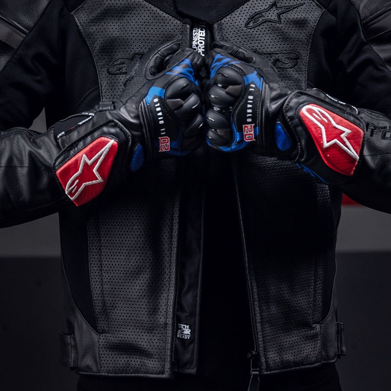 Rukavice na motorku Alpinestars SP-8 3 Monster FQ20 černo-červeno-modro-bílé