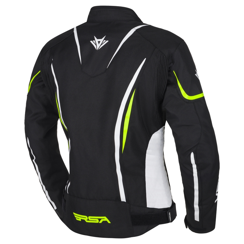 Dámská bunda na motorku RSA Wasp černo-bílo-fluo žlutá
