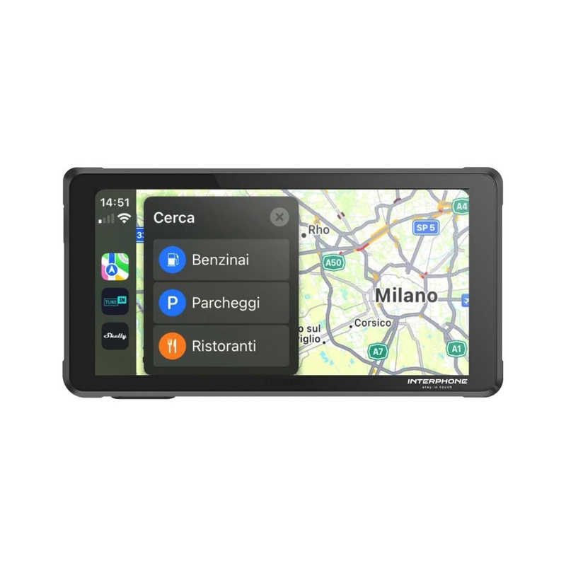 Displej Interphone RIDESYNC Apple CarPlay a Android Auto pro motocykly