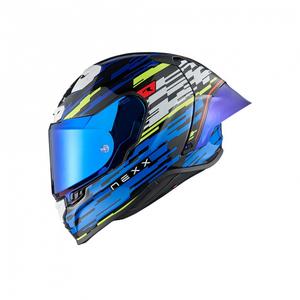 Integrální helma na motorku Nexx X.R3R Glitch Racer modro-fluo žlutá