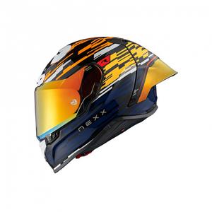 Integrální helma na motorku Nexx X.R3R Glitch Racer oranžovo-modrá