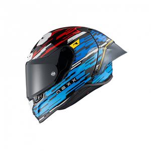 Integrální helma na motorku Nexx X.R3R Glitch Racer modro-červená