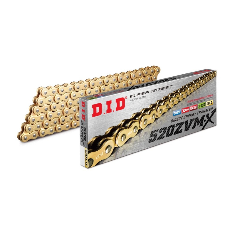 ZVM-X série X-Kroužkový řetěz D.I.D Chain 520ZVM-X 106 L Zlatá/Zlatá