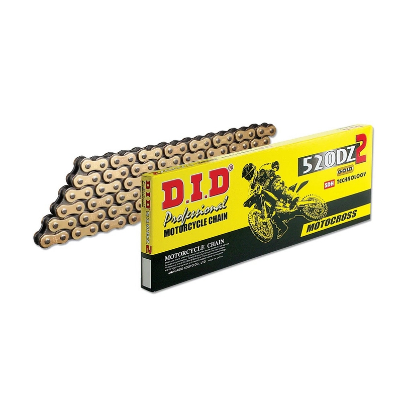 Motokrosový závodní řetěz D.I.D Chain 520DZ2 SDH 116 článků Zlatá/Černá