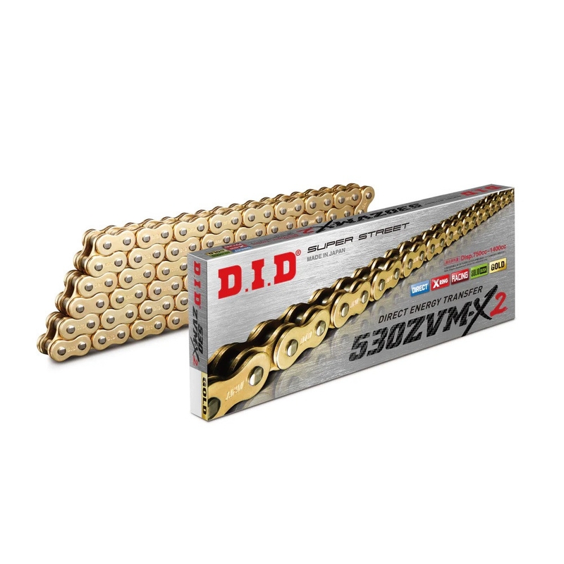 ZVM-X série X-Kroužkový řetěz D.I.D Chain 530ZVM-X2 112 článků Zlatá/Zlatá