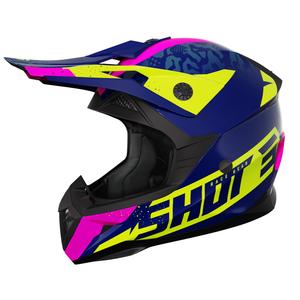 Dětská motokrosová helma Shot Pulse Airfit lesklá modro-fluo žluto-růžová