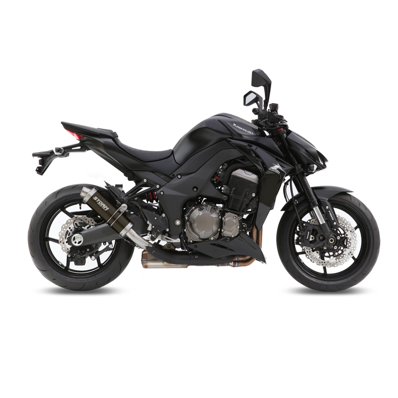 2 koncovky výfuku STORM GP Černá ocel pro KAWASAKI Z 1000 2014-2020