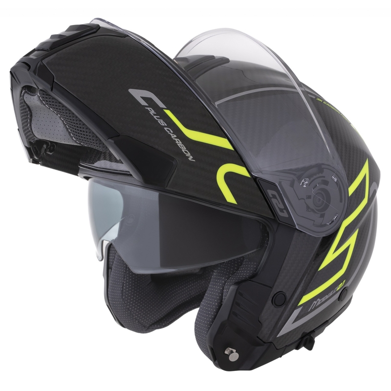 Výklopná helma Cassida Modulo 2.1 Plus Carbon fluo žluto-stříbrno-černá