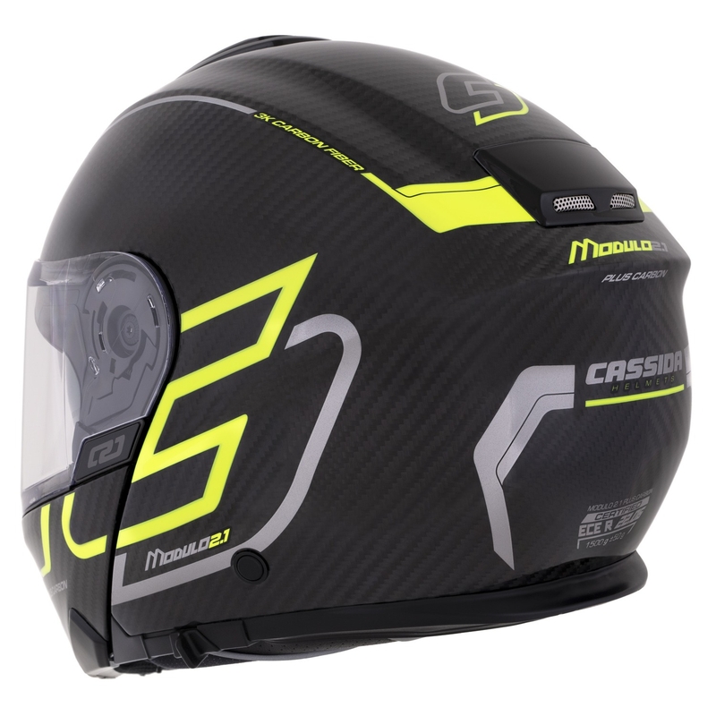 Výklopná helma Cassida Modulo 2.1 Plus Carbon fluo žluto-stříbrno-černá