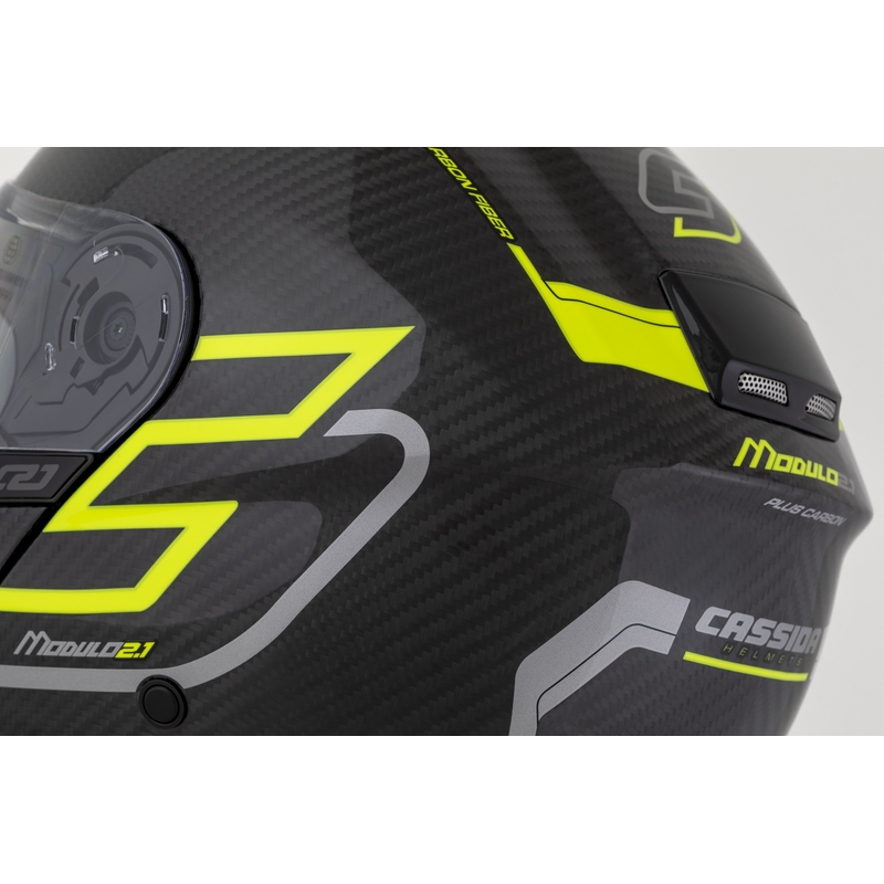 Výklopná helma Cassida Modulo 2.1 Plus Carbon fluo žluto-stříbrno-černá