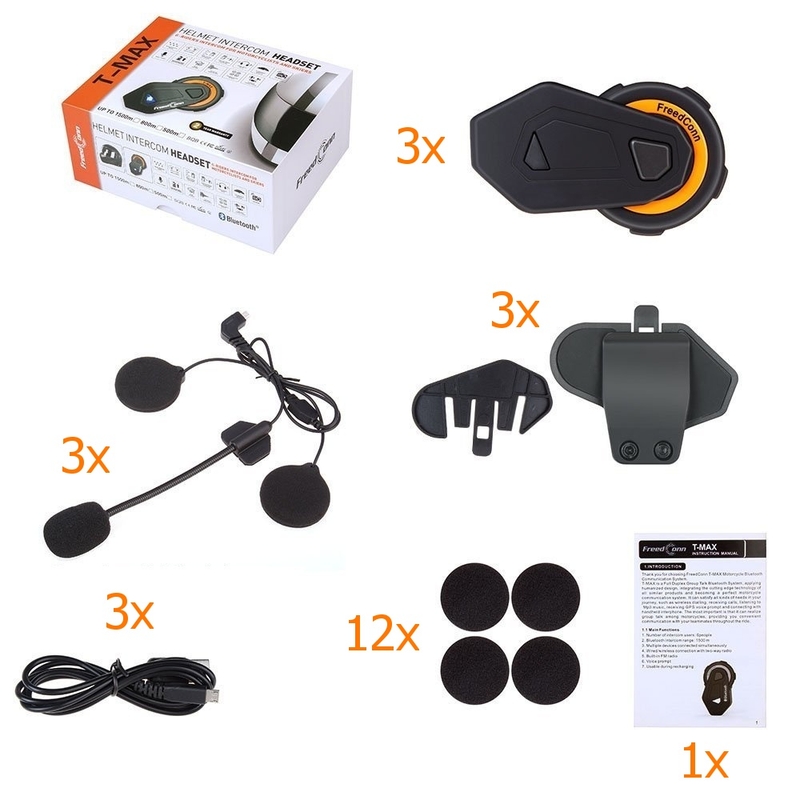 Sada 3 ks Bluetooth Intercomu T-MAX