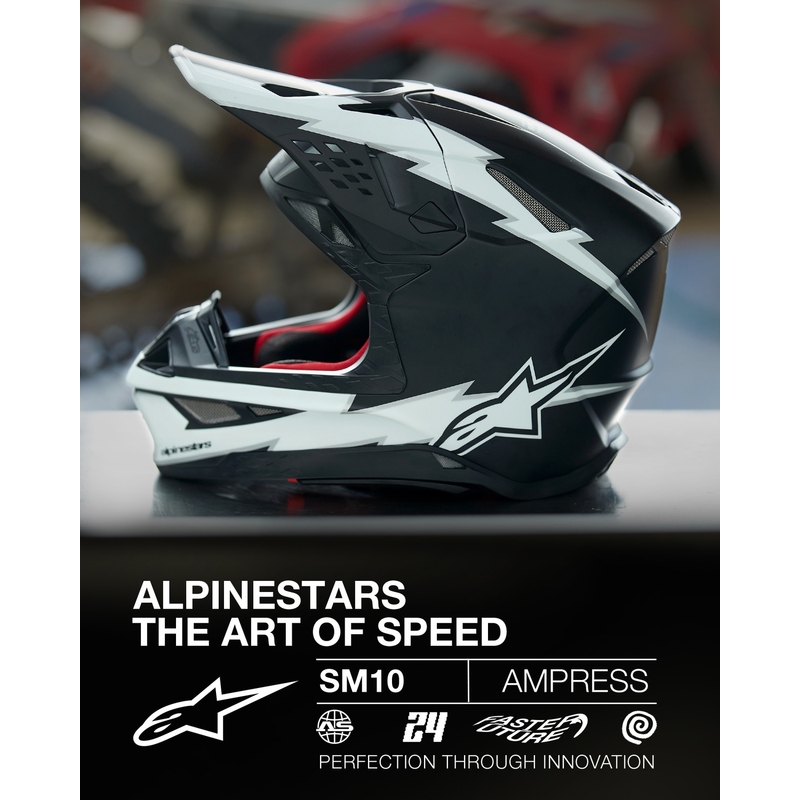 Motokrosová helma Alpinestars Supertech S-M10 Ampress matná černo-bílá