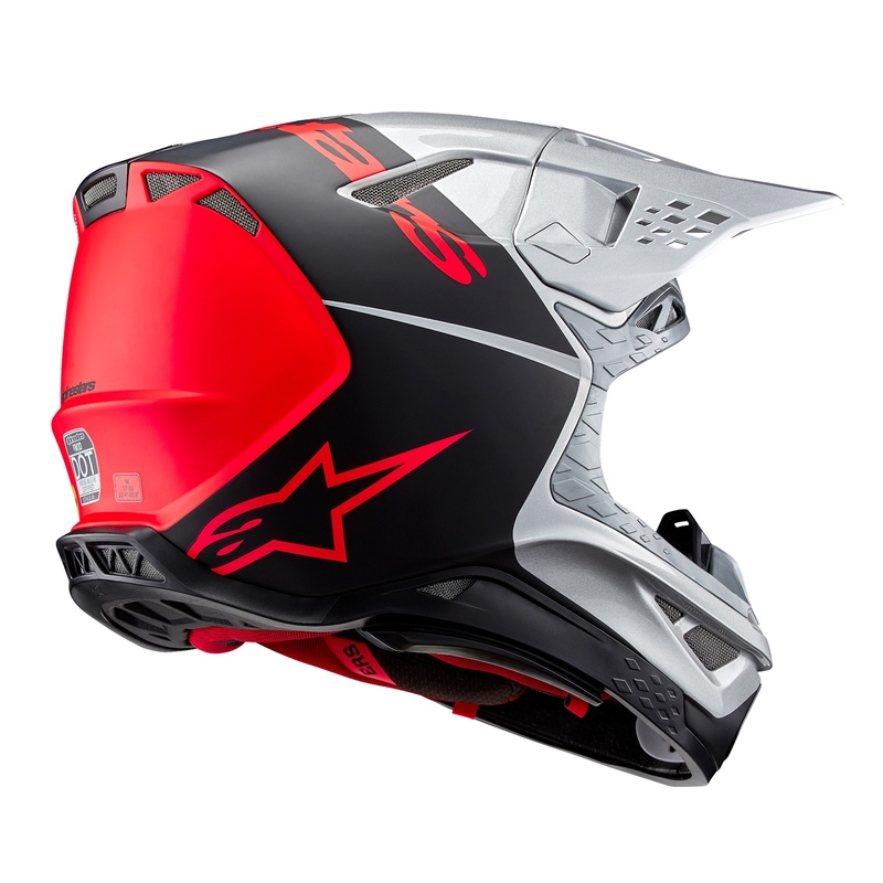 Motokrosová helma Alpinestars Supertech S-M10 Flood matná stříbrno-černo-oranžová fluo