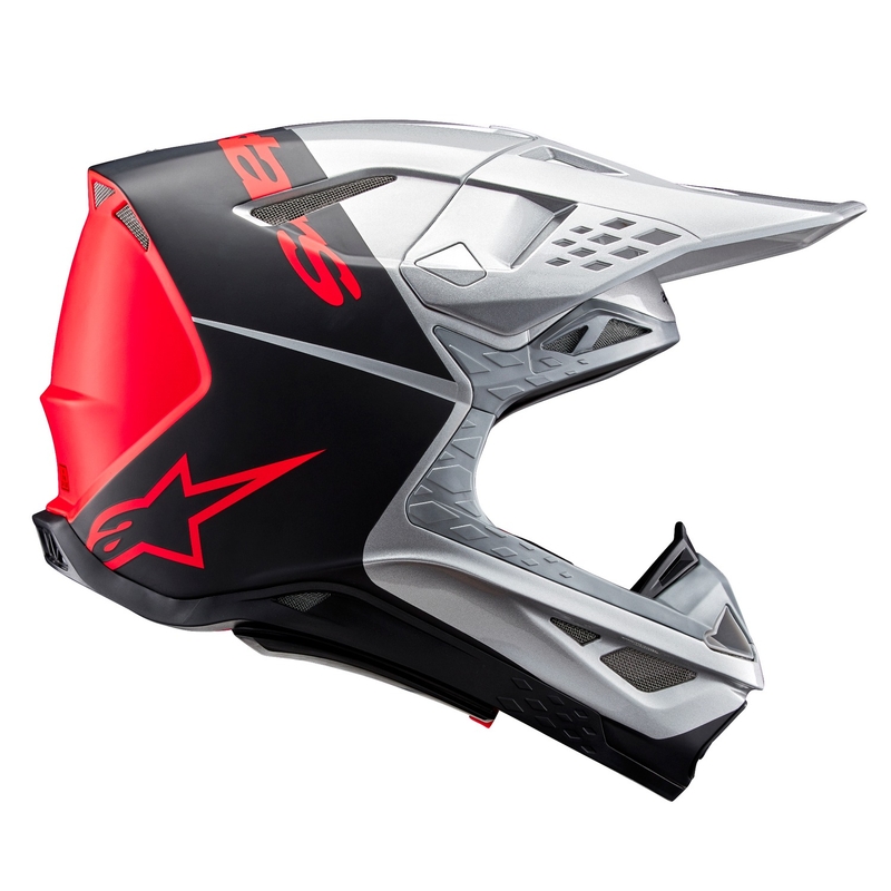Motokrosová helma Alpinestars Supertech S-M10 Flood matná stříbrno-černo-oranžová fluo