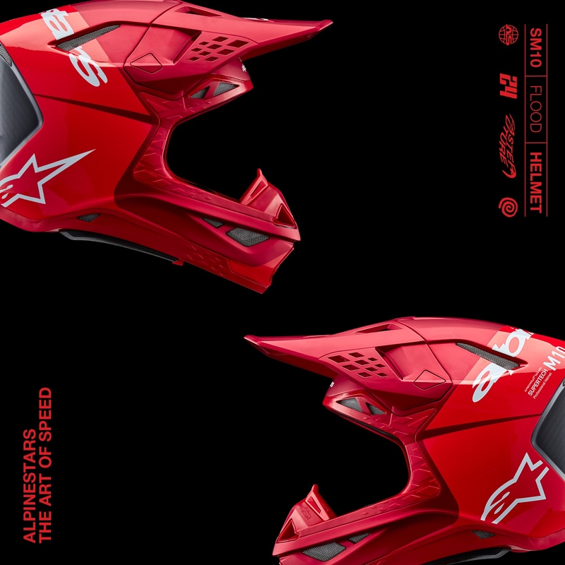Motokrosová helma Alpinestars Supertech S-M10 Flood matná fluo červeno-červená