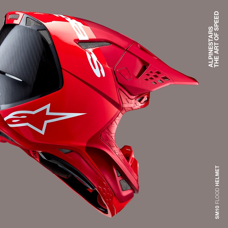 Motokrosová helma Alpinestars Supertech S-M10 Flood matná fluo červeno-červená