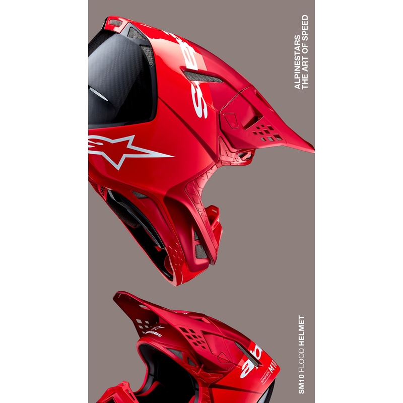 Motokrosová helma Alpinestars Supertech S-M10 Flood matná fluo červeno-červená