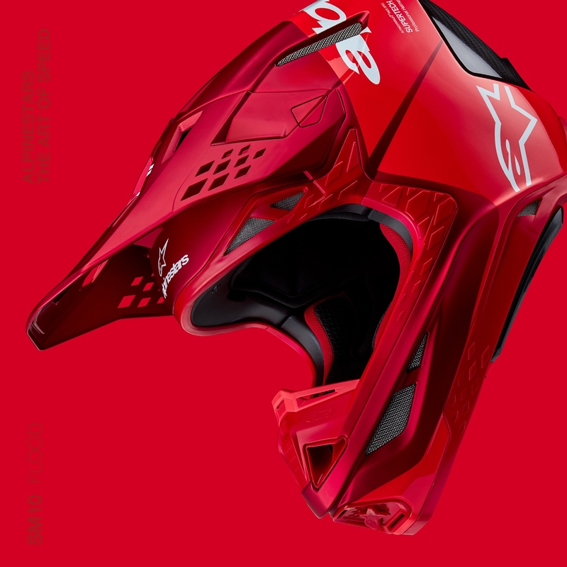Motokrosová helma Alpinestars Supertech S-M10 Flood matná fluo červeno-červená