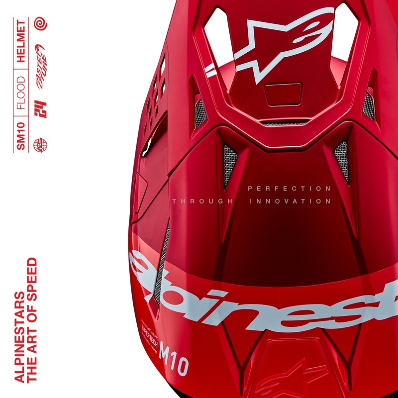 Motokrosová helma Alpinestars Supertech S-M10 Flood matná fluo červeno-červená