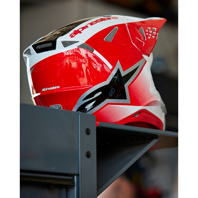 Motokrosová helma Alpinestars Supertech S-M10 Unite červeno-bílá