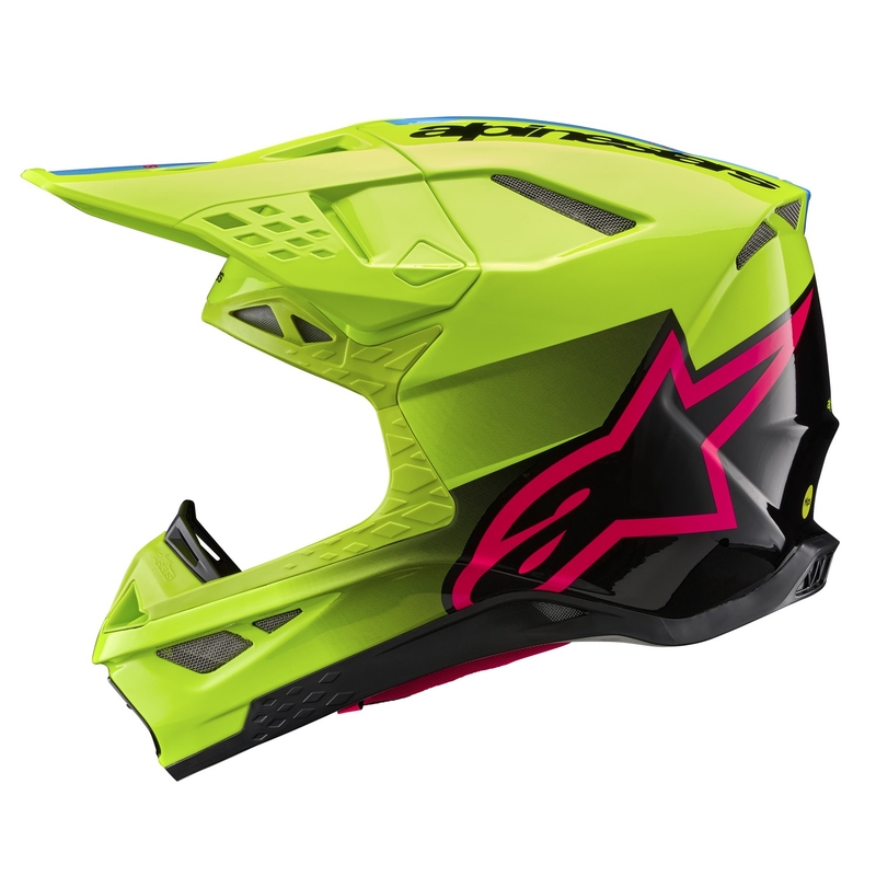 Motokrosová helma Alpinestars Supertech S-M10 Unite fluo žluto-černo-růžová