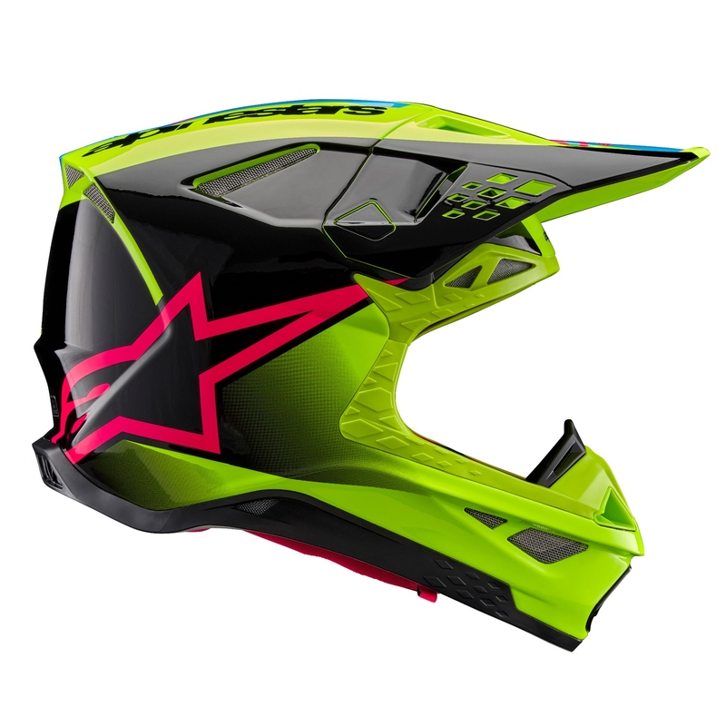 Motokrosová helma Alpinestars Supertech S-M10 Unite fluo žluto-černo-růžová