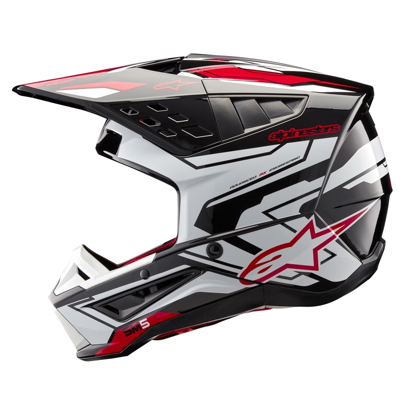 Motokrosová helma Alpinestars S-M5 Action 2 černo-bílo-fluo červená